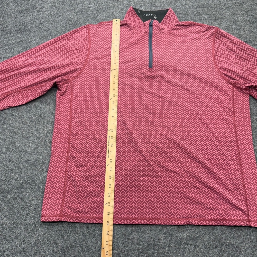 Greyson Mens XXL Red Pink Geometric Chevron 1/4 Zip Golf Pullover Long Sleeve - Picture 4 of 9